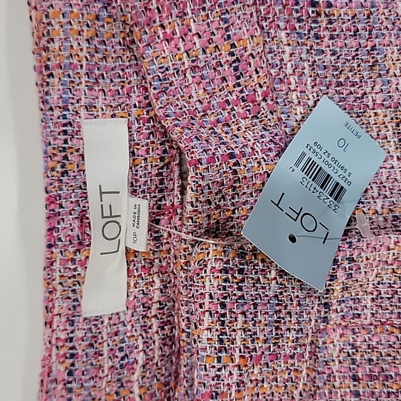 Loft Riviera Pink tweed herringbone boucle shorts size 10P - Picture 3 of 9